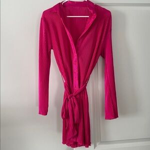 Fuchsia Button Down T Shirt Dress| Size S